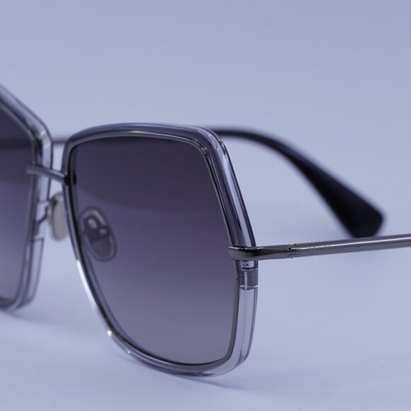 MaxMara ELSA3 MM0054 12B Sunglasses Ruthenium Geometric Frame, Smoke Lenses - Picture 3 of 9